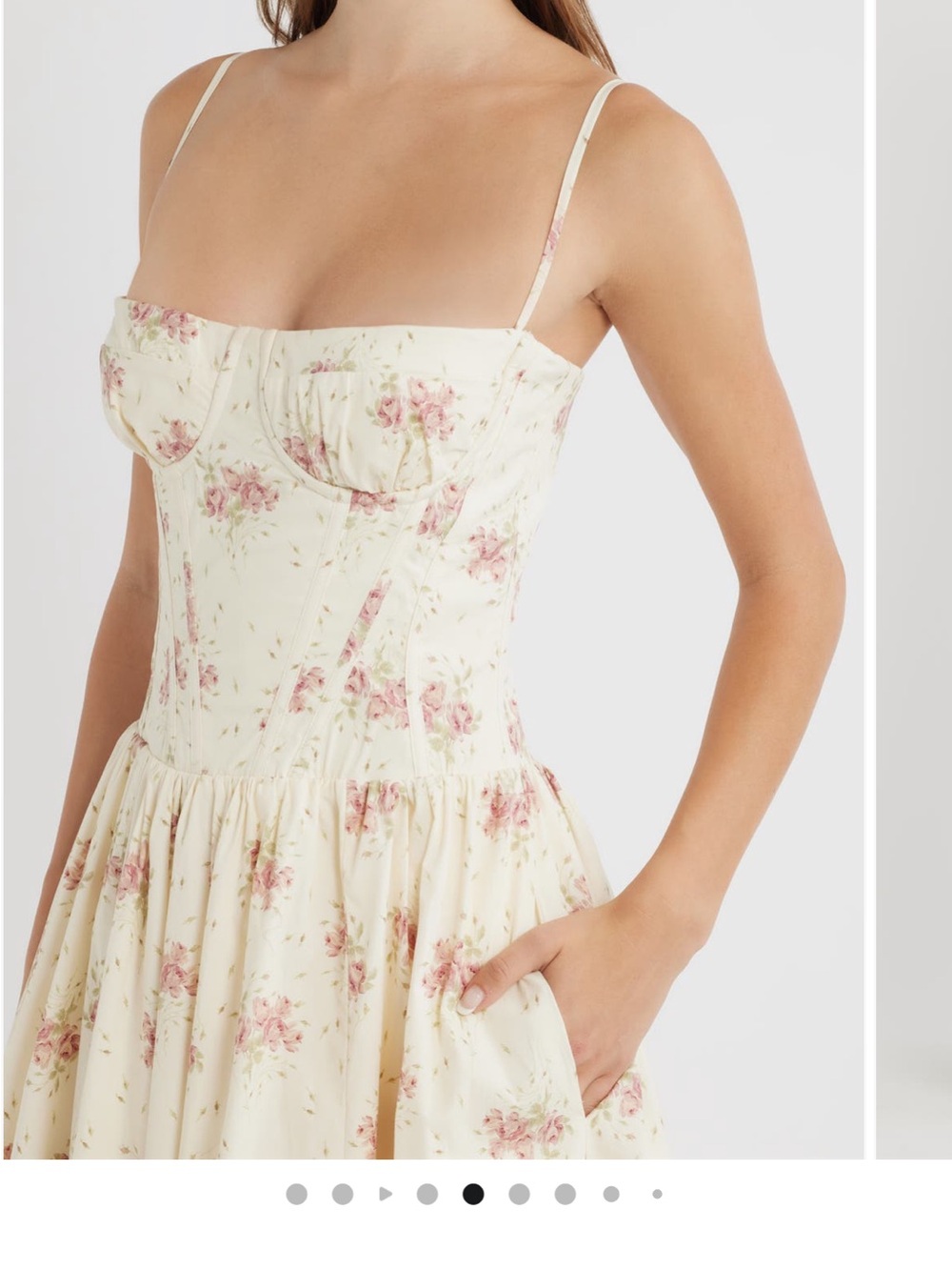 NWT House of CB Cream Maxi Dress with Pink Floral Print - Picture 2 of 4